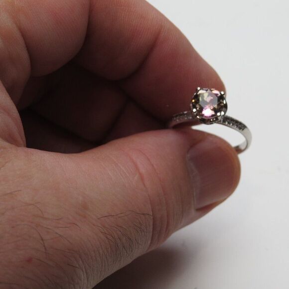 *925 Sterling Silver Diamond Magic Topaz Ring